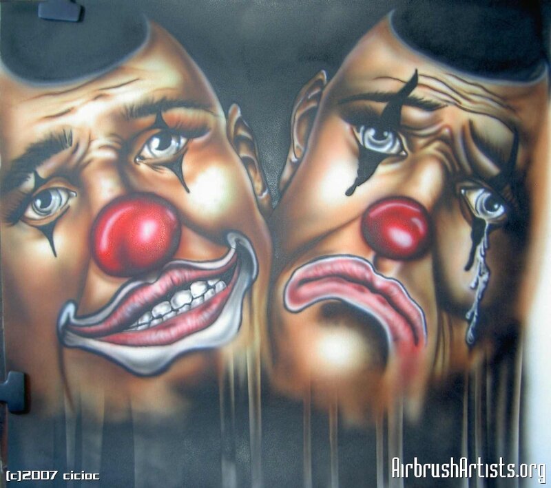 Two Clown Faces — Red