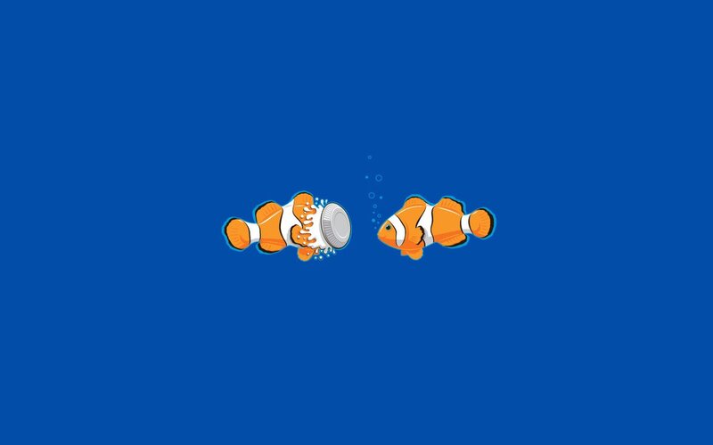 Two Clownfish in Water