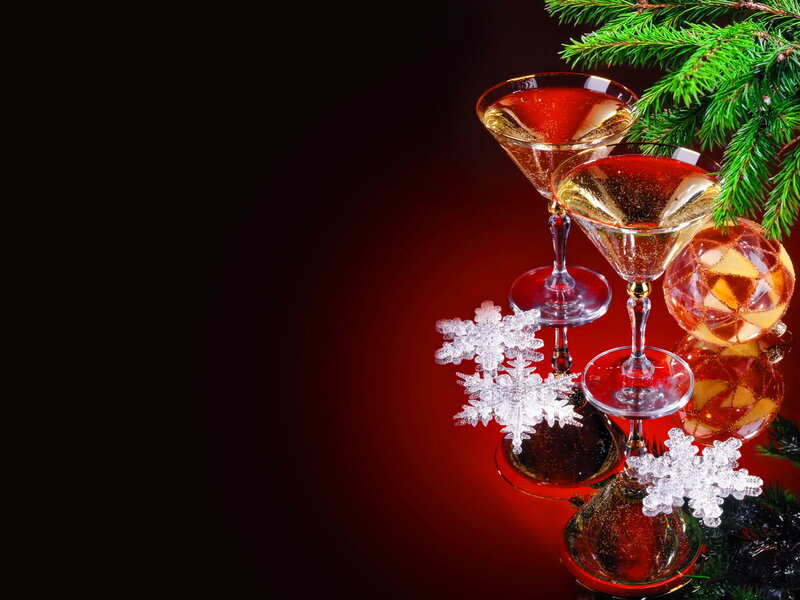 Two Cocktail Glasses — Red