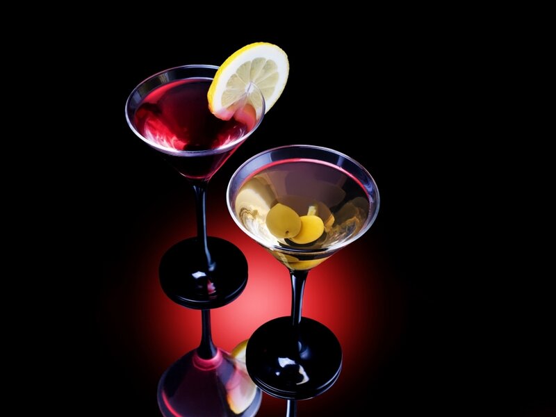 Two Cocktails in Glasses — Black, Dramatic