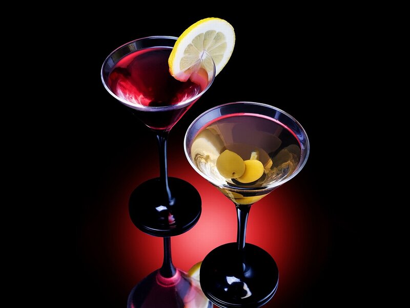 Two Cocktails in Glasses — Black