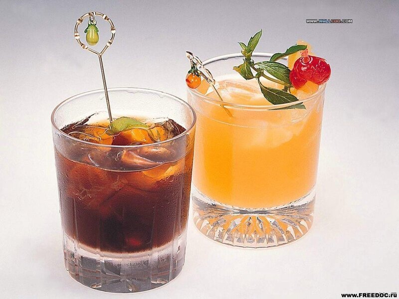 Two Cocktails in Glasses — Brown
