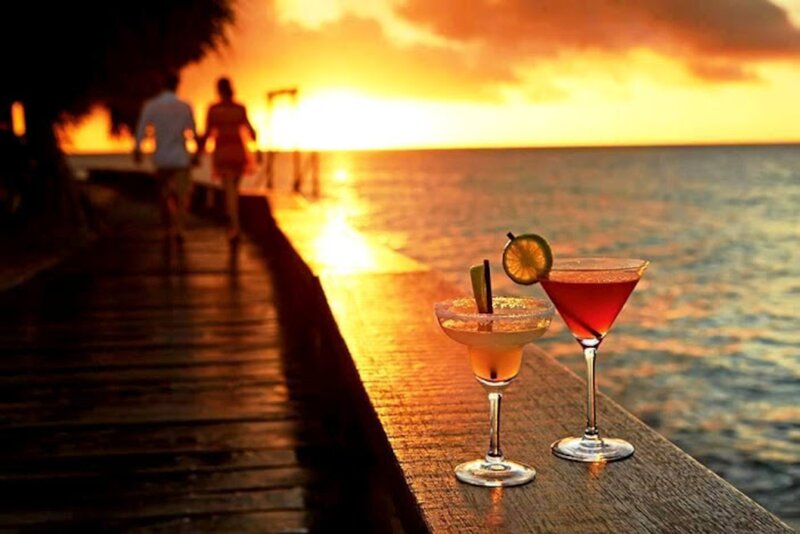 Two Cocktails on a Dock