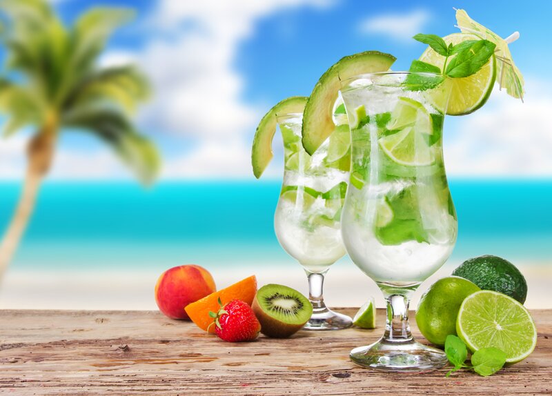 Two Cocktails on Beach — Blue, Relaxing