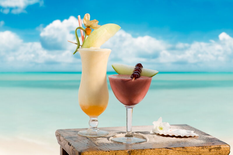 Two Cocktails on Beach — Blue, Serene