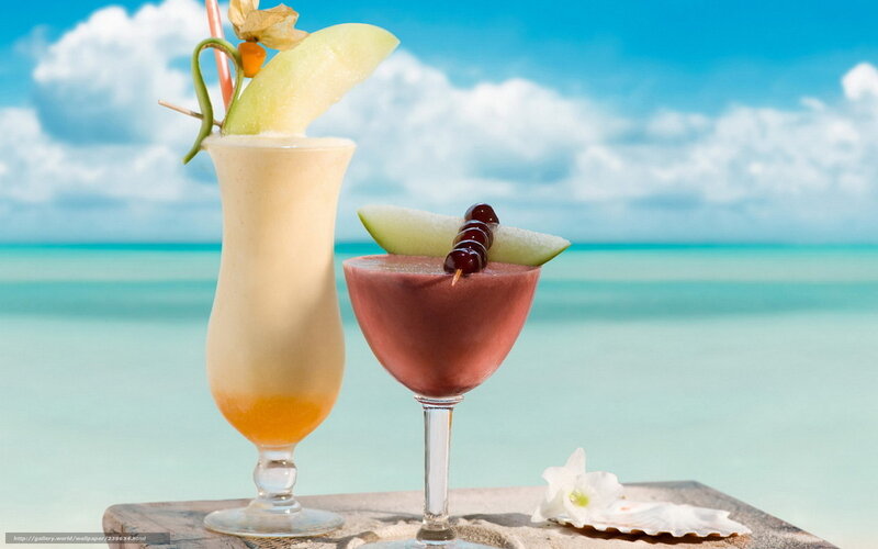 Two Cocktails on Beach — Blue, Tropical, Afternoon