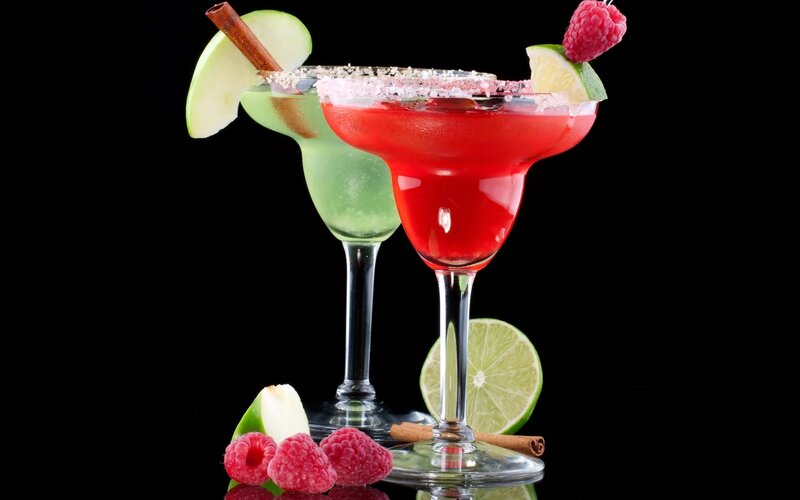 Two Cocktails on Black — Red