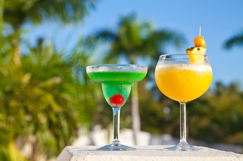 Two Cocktails on Table — Green, Tropical