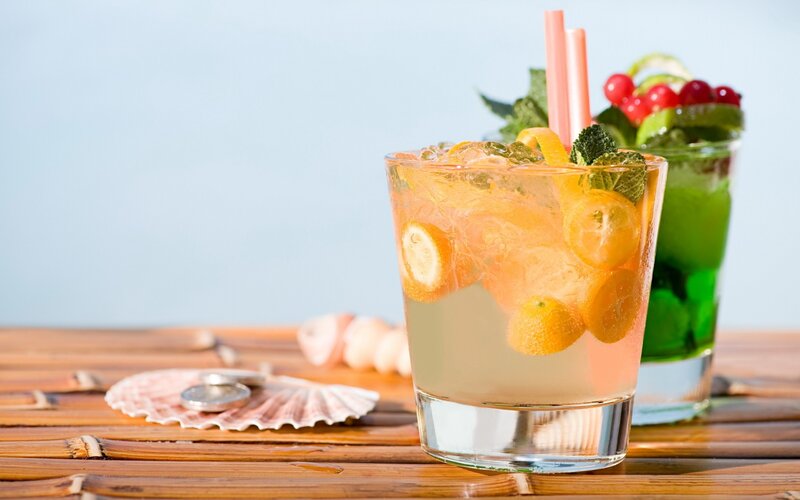 Two Cocktails on Table — Orange, Refreshing, Afternoon