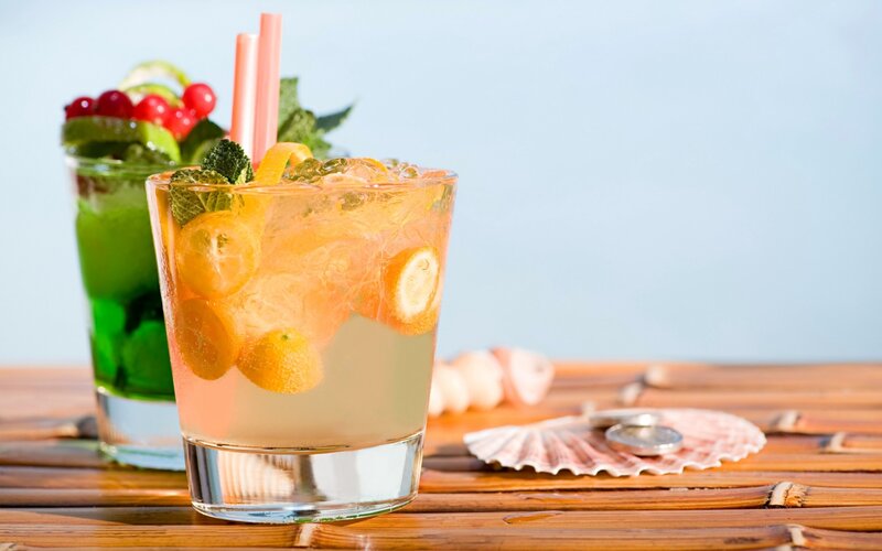 Two Cocktails on Table — Orange, Relaxed