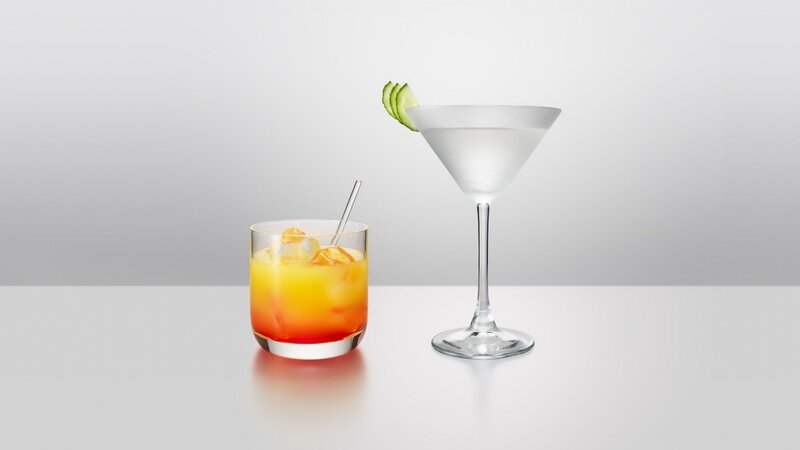 Two Cocktails on Table — White, Neutral