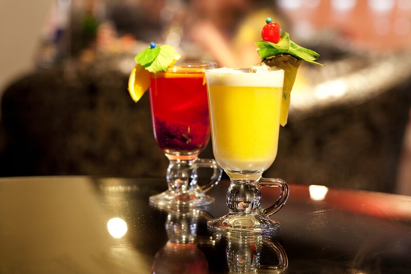 Two Cocktails on Table — Yellow