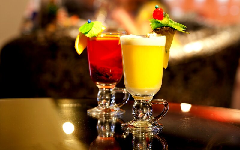 Two Cocktails on Table — Yellow, Warm
