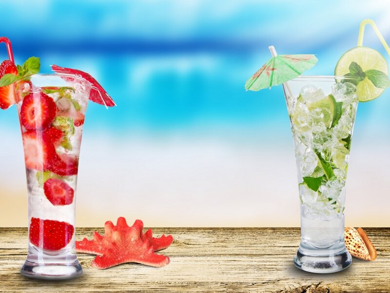Two Cocktails on Wood