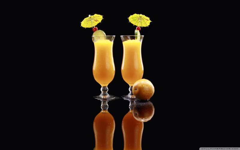 Two Cocktails with Fruit — Black