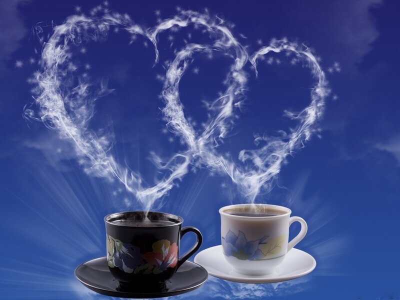 Two Coffee Cups — Blue, Romantic