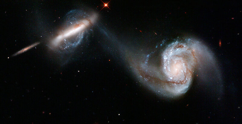 Two Colliding Galaxies — Black, Cosmic, Night, Photograph
