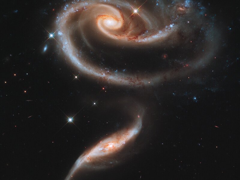 Two Colliding Spiral Galaxies — Black