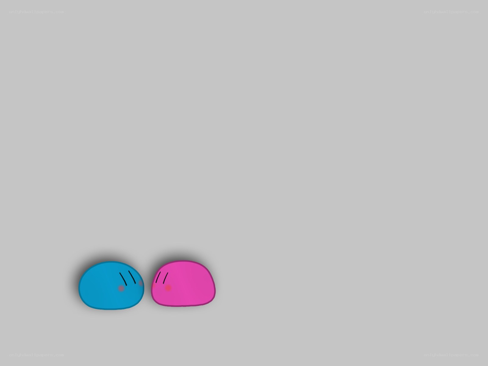 two colorful blobs on gray