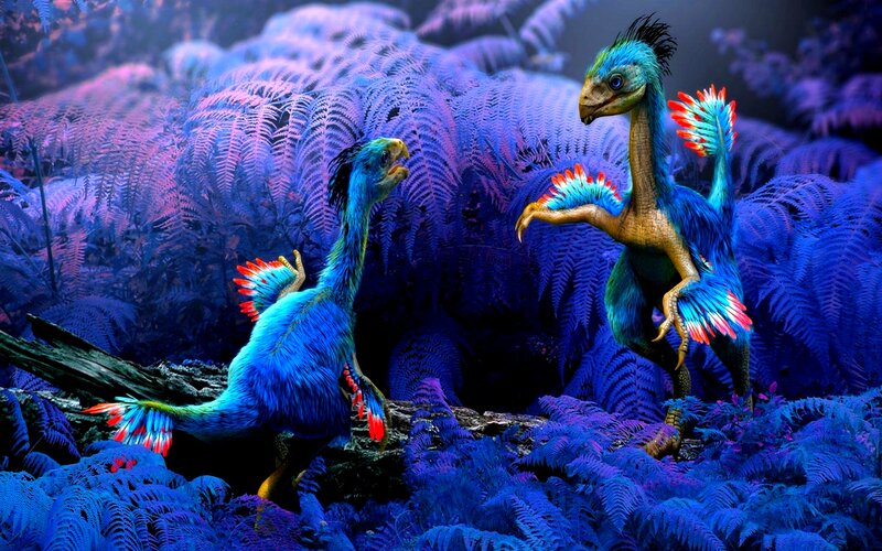 Two Colorful Dinosaurs
