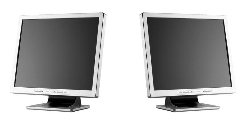 two computer monitors side by side