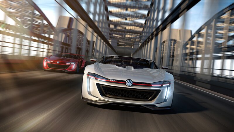 Two Concept Cars on Bridge — White