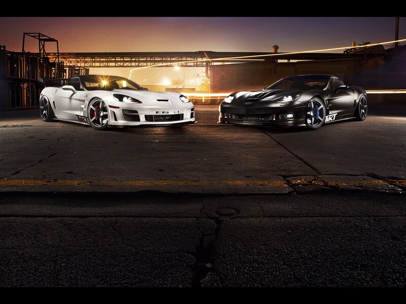 Two Corvette Cars — Black, Dramatic