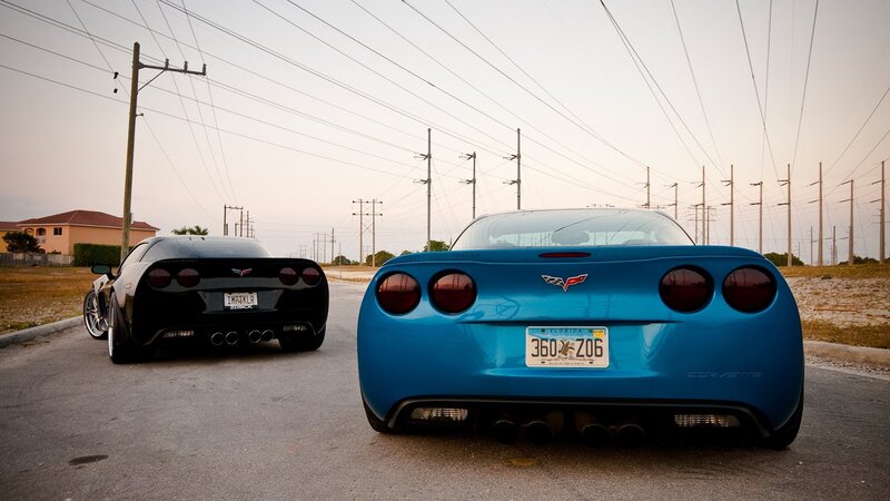 Two Corvette Cars — Blue, Calm