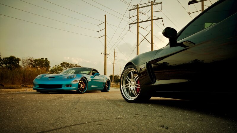 Two Corvette Cars — Blue