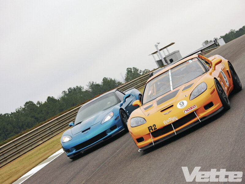 Two Corvette Cars on Track