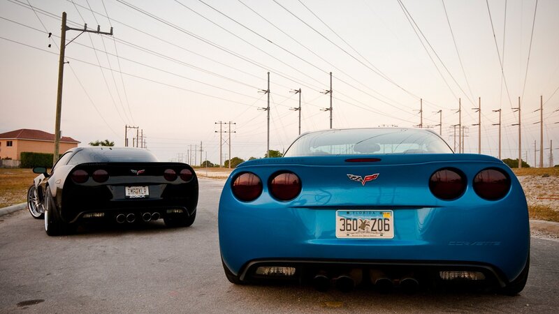 Two Corvettes on a road