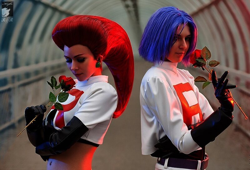 Two Cosplayers Holding Roses