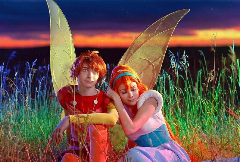 Two Cosplayers in Field