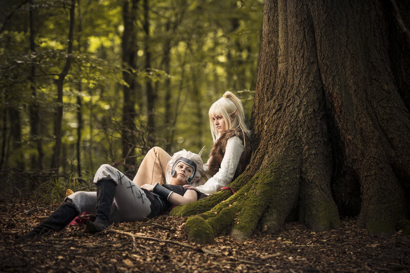 Two Cosplayers in Forest — Green
