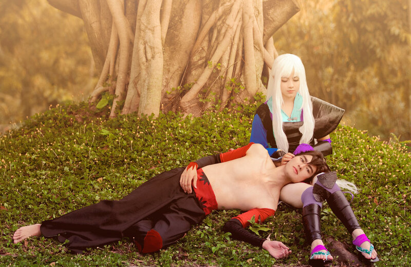 Two Cosplayers in Forest