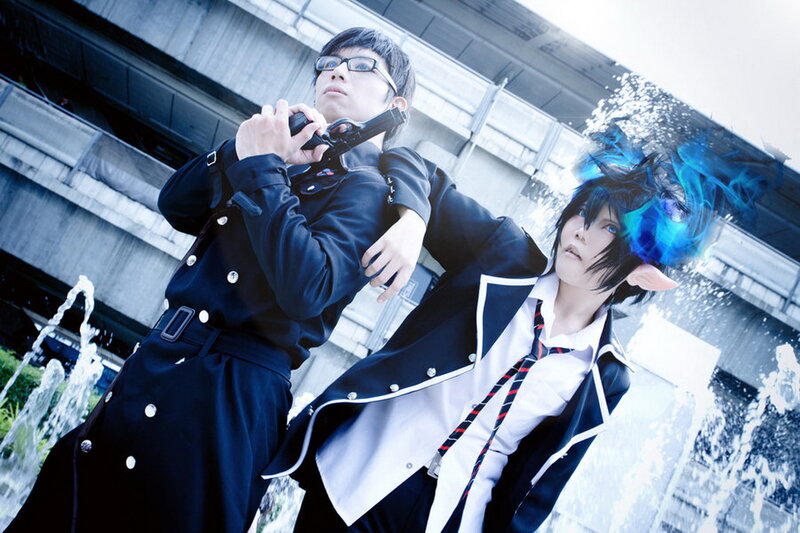 Two Cosplayers Posing — Blue