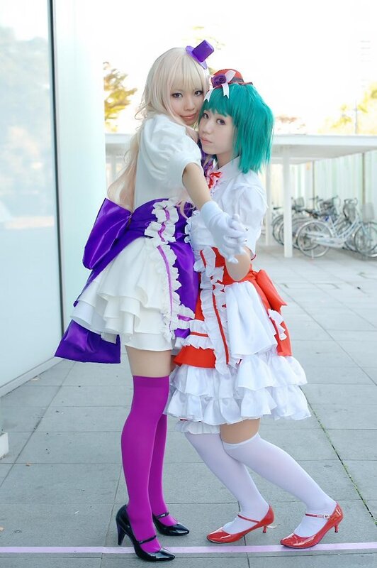 Two Cosplayers Posing — White