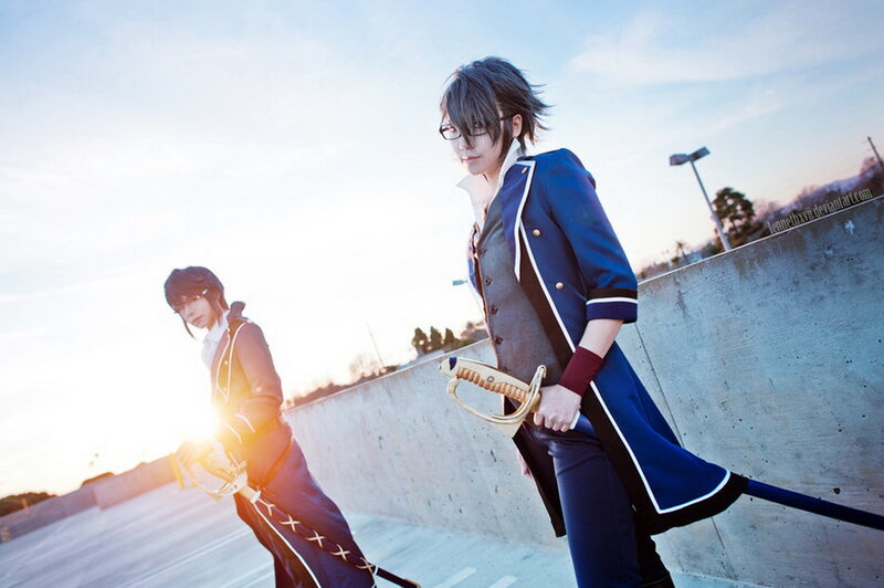 Two Cosplayers with Swords