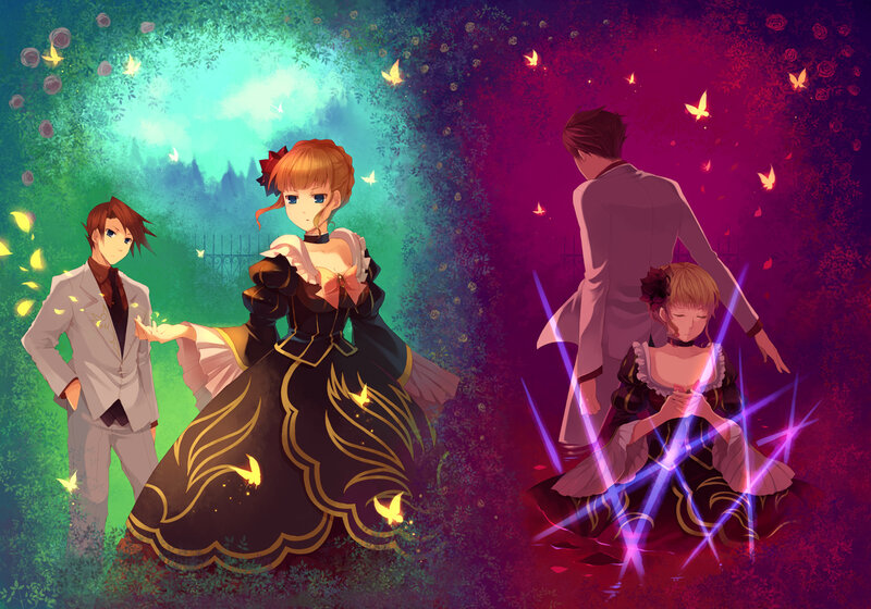 Two couples in a magical garden