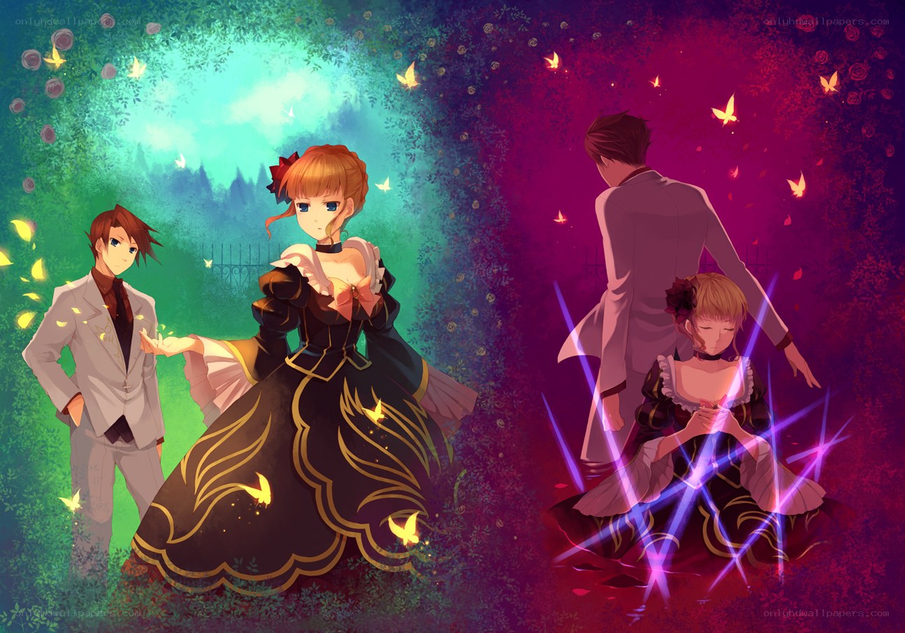 Two couples in a magical garden