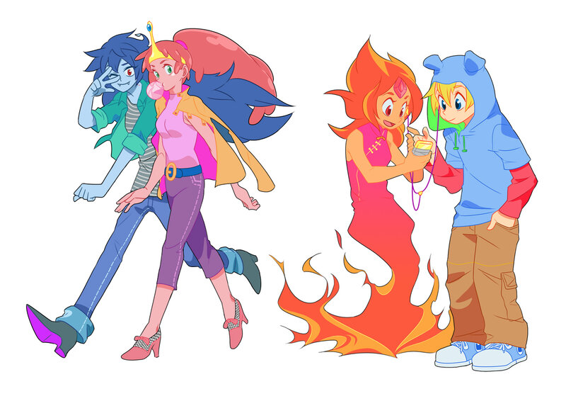 Two Couples Walking