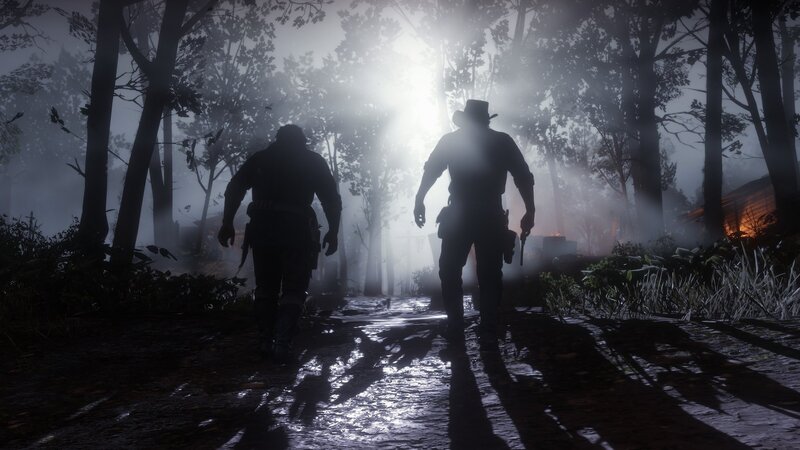 Two Cowboys in Forest — Black