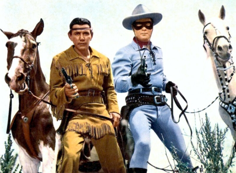 Two Cowboys on Horses — Blue
