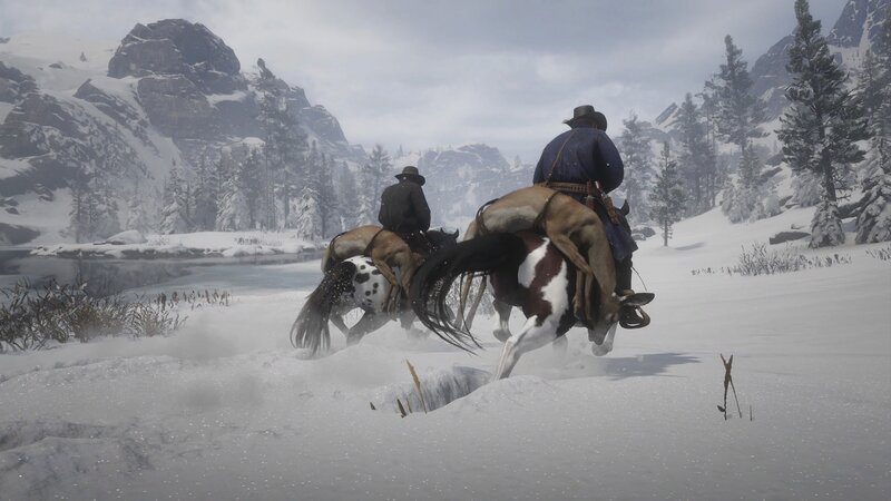 Two Cowboys on Horses — White