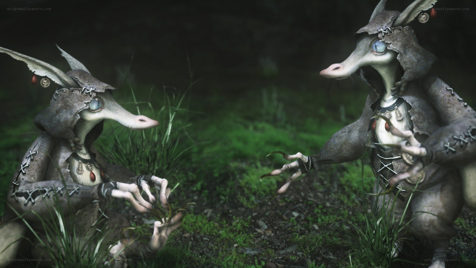 Two creatures in a forest