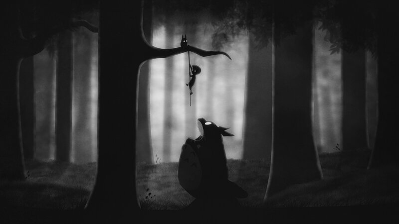 Two Creatures in Forest — Black