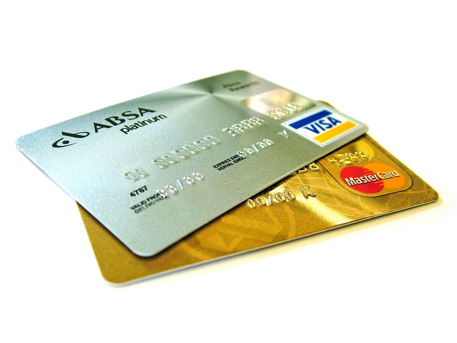 Two credit cards on white