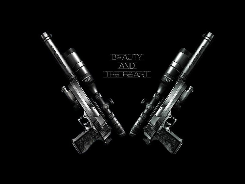 Two Crossed Pistols — Black