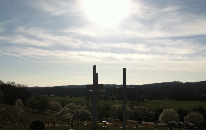 Two Crosses in Cemetery