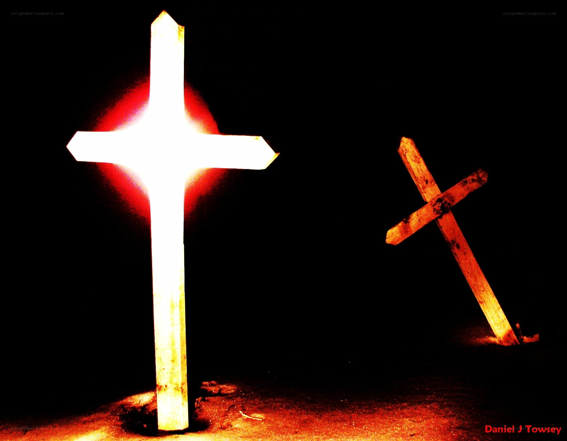 Two crosses in the dark